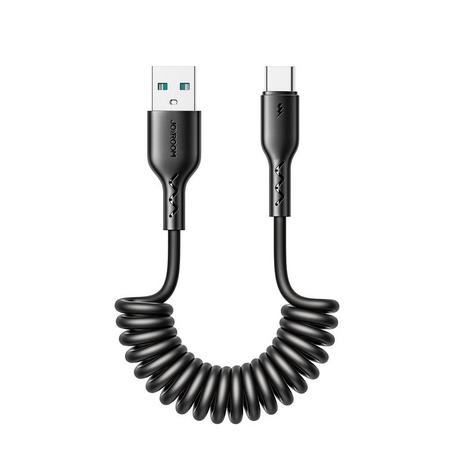 Joyroom  Joyroom 60 W Spiral-Schnelllade-Datenkabel für Auto, USB-A auf USB-C 1,5 m – Schwarz 