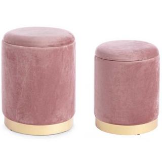 mutoni Tabouret Polina Rose avec espace de rangement (lot de 2)  