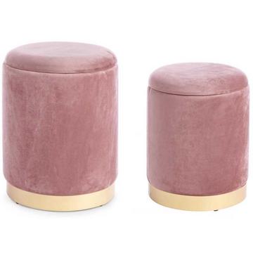 Tabouret Polina Rose avec espace de rangement (lot de 2)