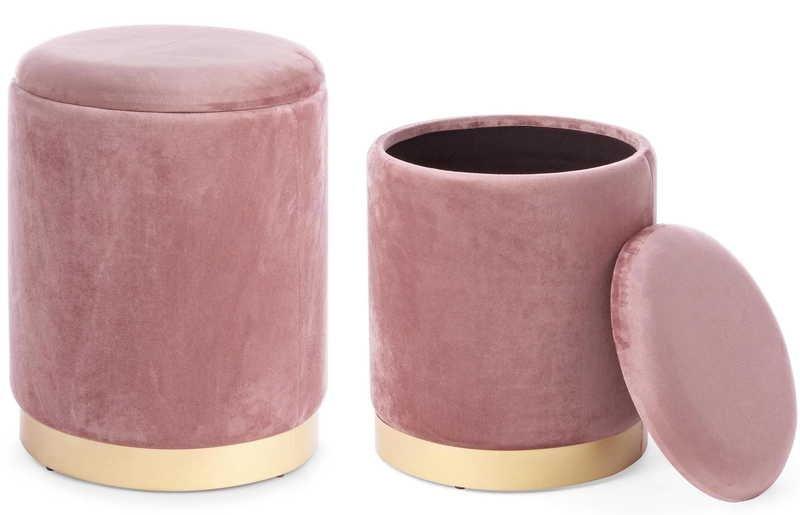 mutoni Sgabello Polina Pink con vano contenitore (set di 2)  