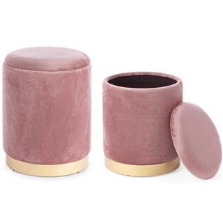 mutoni Tabouret Polina Rose avec espace de rangement (lot de 2)  