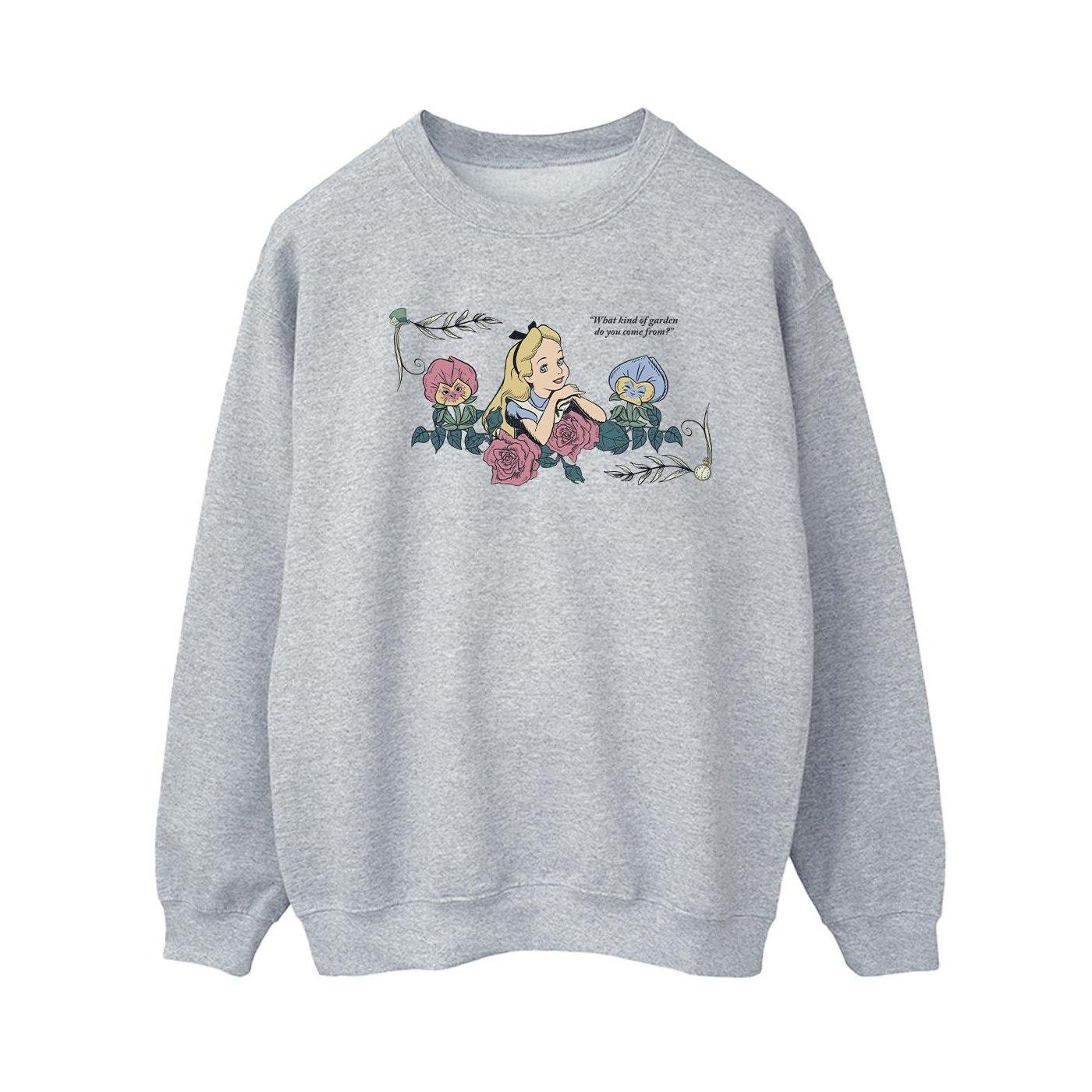 Image of Alice In Wonderland What Kind Of Garden Sweatshirt Damen Grau L