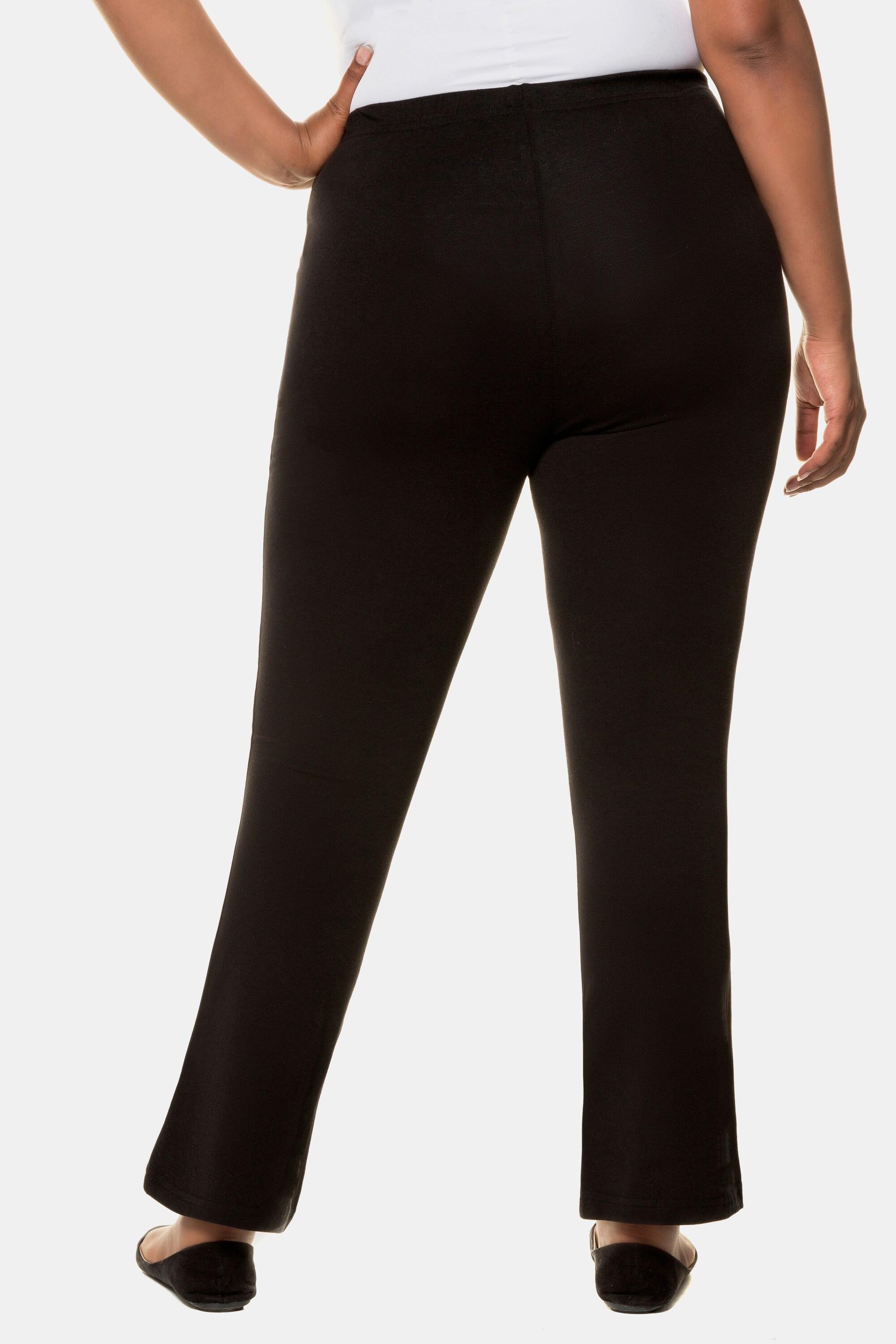 Ulla Popken  Pantalon de yoga en jersey, coupe évasée, ceinture élastique 