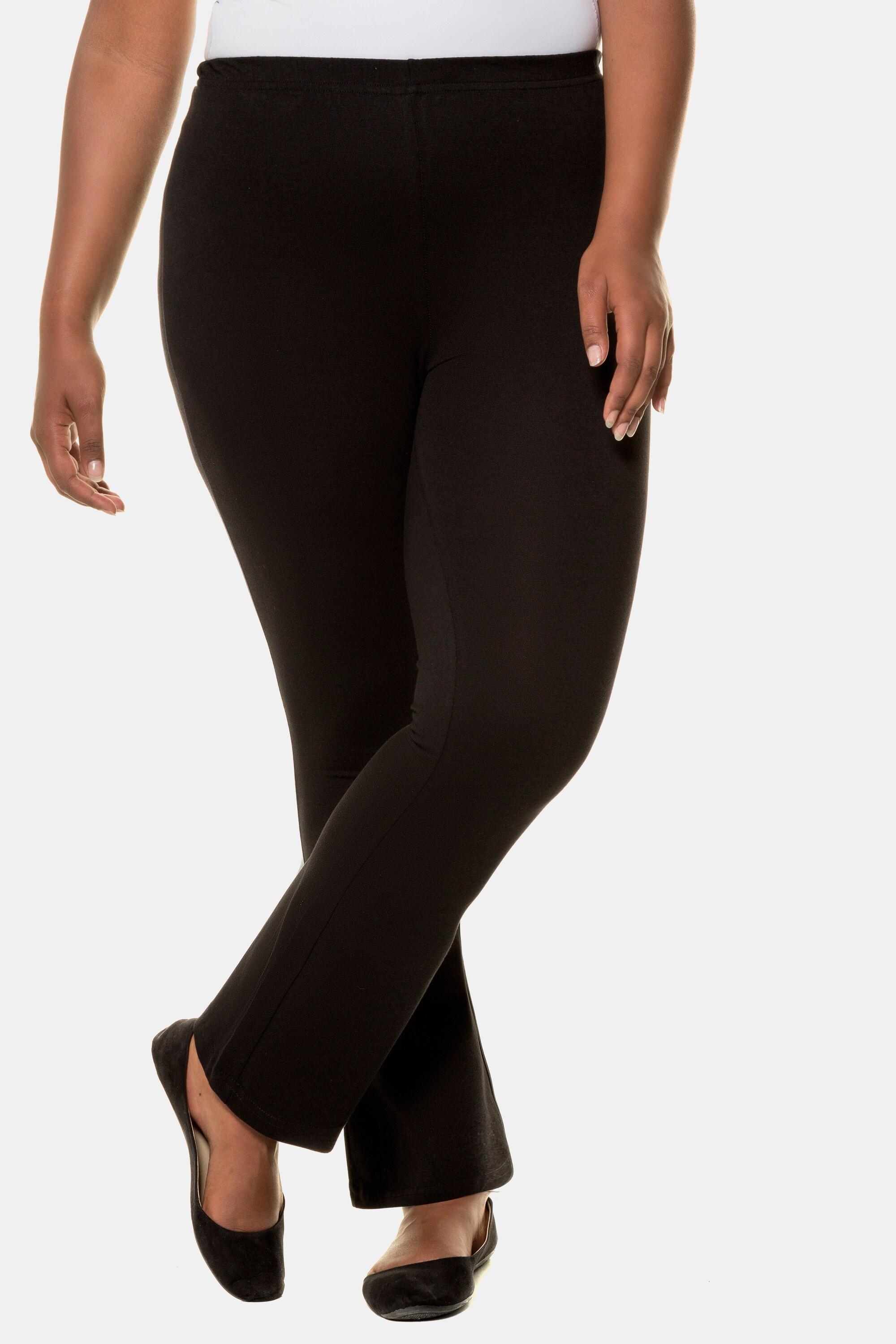 Ulla Popken  Pantalon de yoga en jersey, coupe évasée, ceinture élastique 