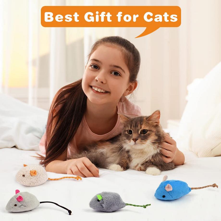 Alopini  Jouet chat souris, 24 pièces souris en peluche avec herbe à chat, jouet interactif pour chats et chatons 