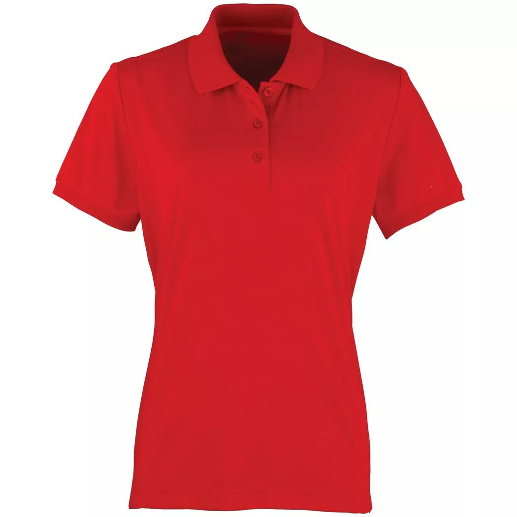 PREMIER - Coolchecker Piqué PoloShirt Polohemd, Kurzarm, für Damen, Rot Bunt, Größe XL