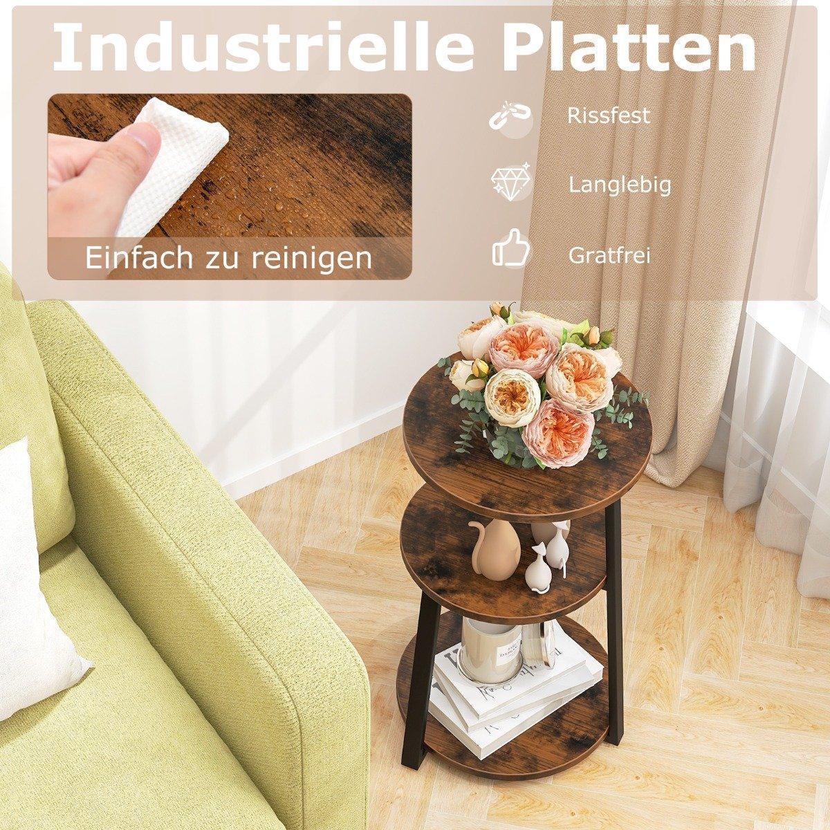 Northix Beistelltisch mit 3 Ebenen und Metallrahmen  