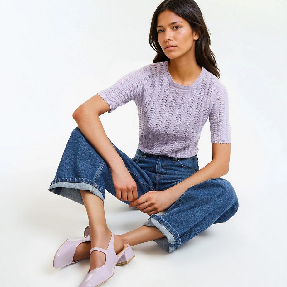 La Redoute Collections Pullover Rundhals Kurzarm  