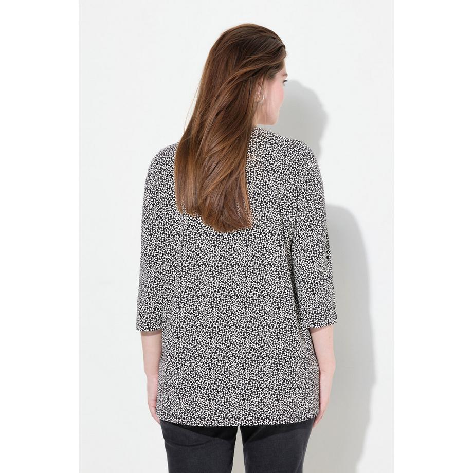 Ulla Popken Blüten A-Linie V-Ausschnitt 3/4-Arm Shirt  