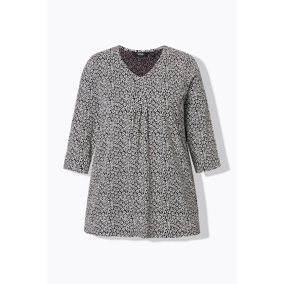 Ulla Popken Blüten A-Linie V-Ausschnitt 3/4-Arm Shirt  