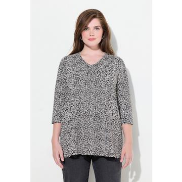 Shirt, Blüten, A-Linie, V-Ausschnitt, 3/4-Arm