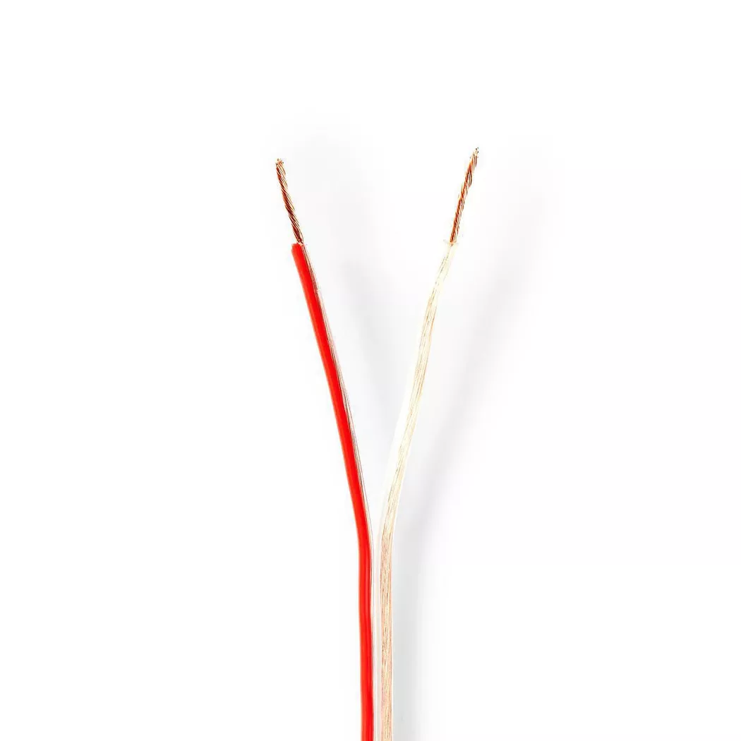 Nedis - Högtalar-Kabel | 2x 0,75 mm² | Koppar | 100,0 m | Rund | PVC | Transparent | Trommel, One Size