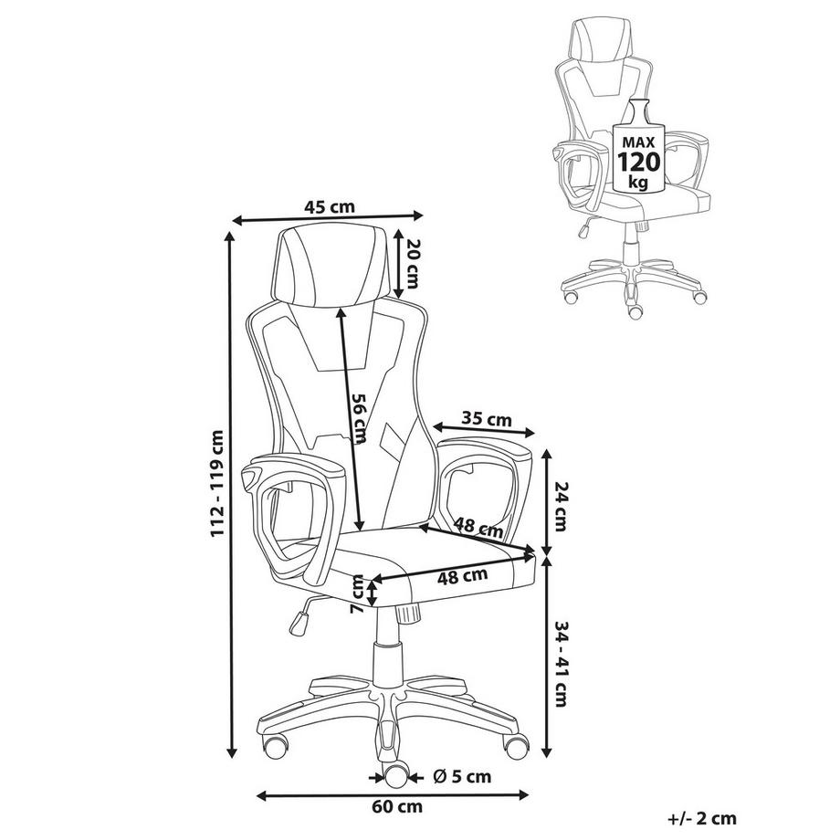Beliani Chaise de bureau en Cuir PU  IGNIS  