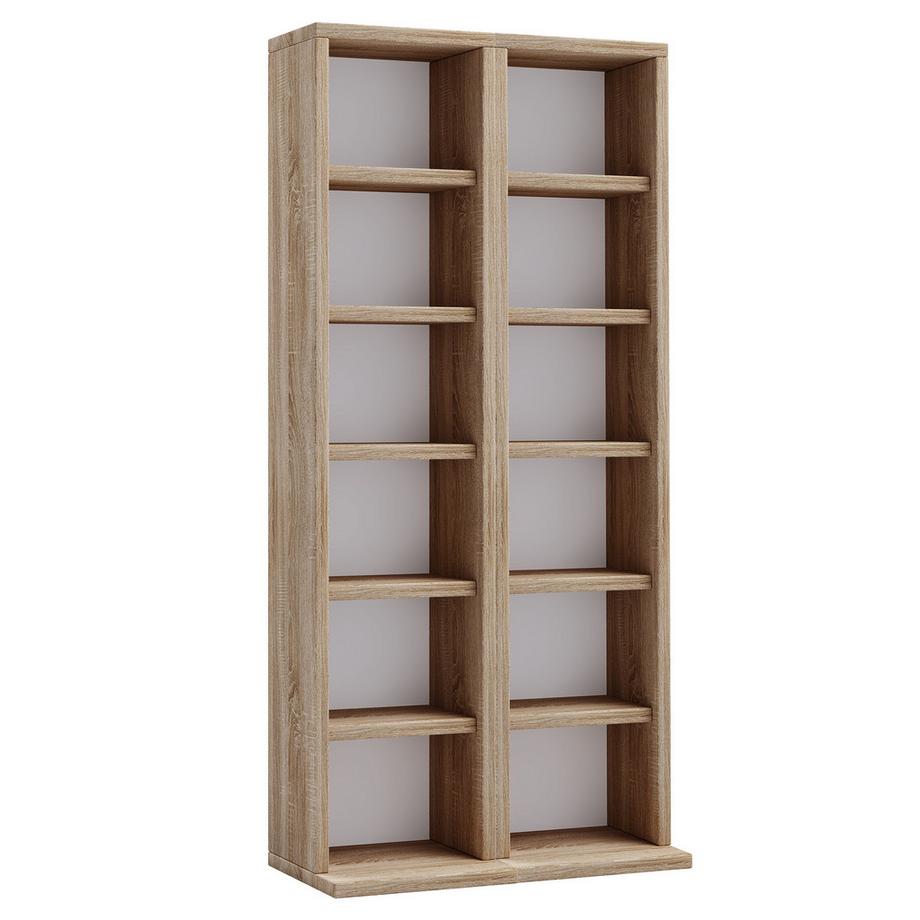 VCM Holz CD DVD Stand Regal | CD Regal mit Platz für 204 CDs oder 72 DVDs oder 40-Videos | Maße: H. 92 x B. 42 x T. 20 cm | Elegantes CD/DVD Regal | Blu  