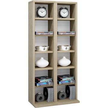 Holz CD DVD Stand Regal | CD Regal mit Platz für 204 CDs oder 72 DVDs oder 40-Videos | Maße: H. 92 x B. 42 x T. 20 cm | Elegantes CD/DVD Regal | Blu
