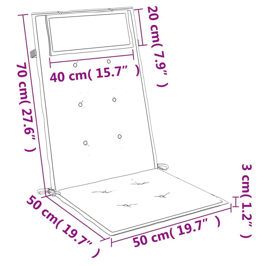 VidaXL Coussin de chaise à dossier haut tissu  