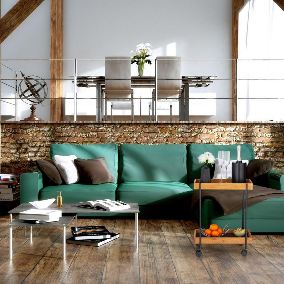 B2X Carrello di servizio in bambù nero con 2 ripiani  