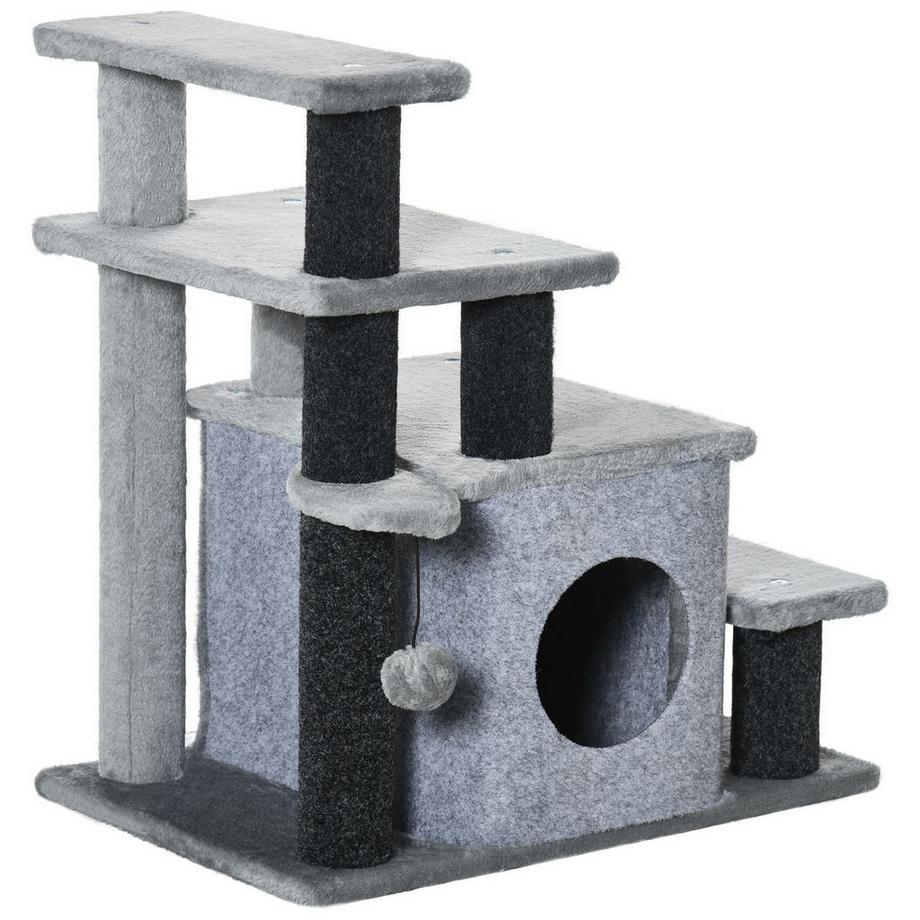 Northio  Escalier Pour Animaux De Compagnie 3/4 Marches Pour Chat Avec Grotte De Couchage Et Balle De Jeu Suspendue En Peluche En Aggloméré 