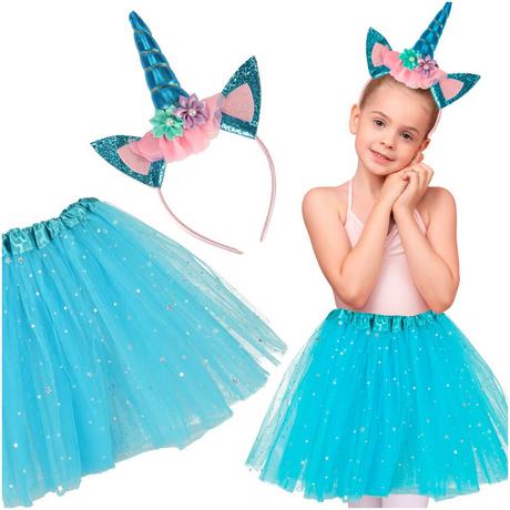 Pricenet  Costume carnevale unicorno fascia + gonna blu 3-6 anni 