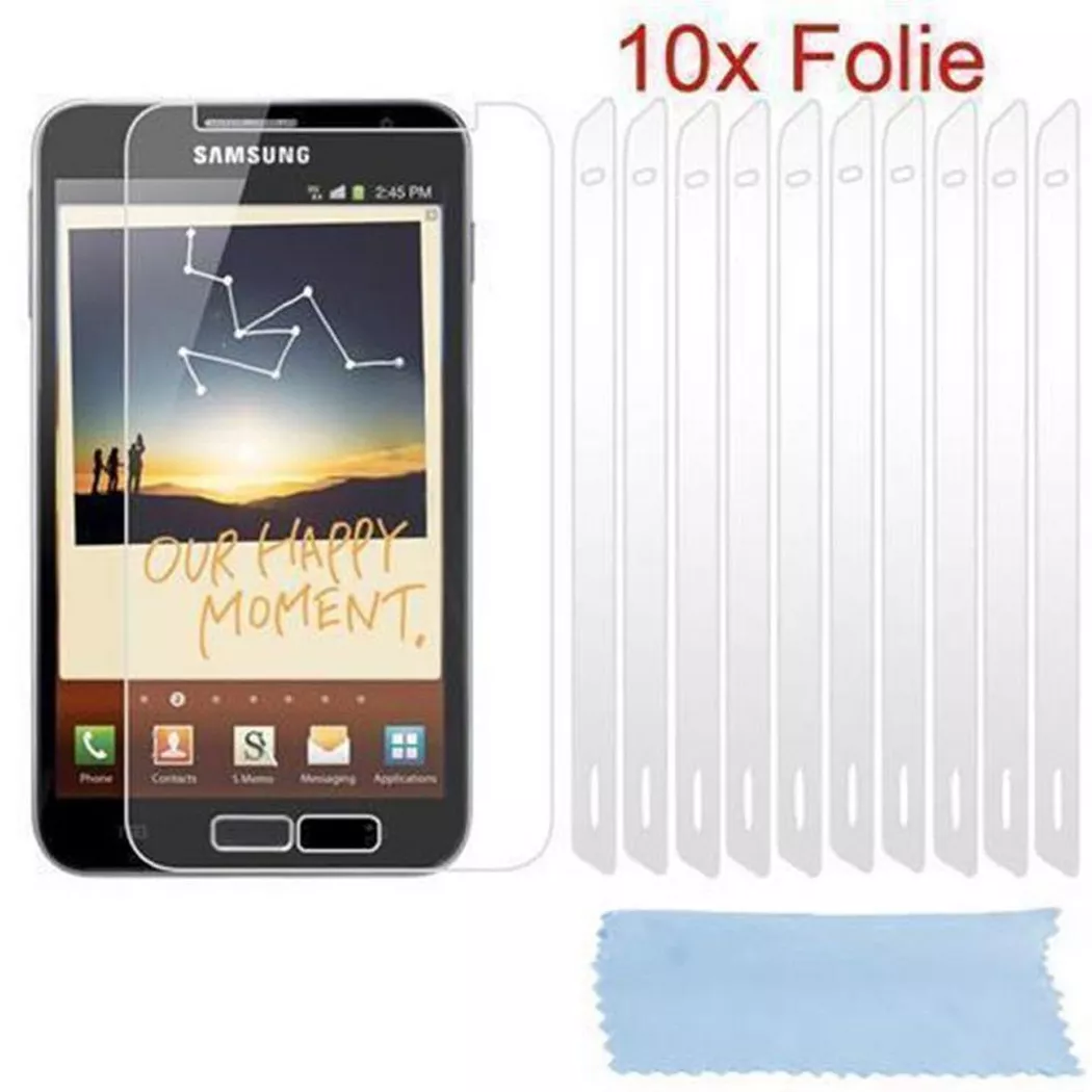 Cadorabo - Displayschutzfolien kompatibel mit Samsung Galaxy NOTE 2 - Schutzfolien in HIGH CLEAR - 10 Stück hochtransparenter Schutzfolien gegen Staub, Schmutz und Kratzer, Weiss
