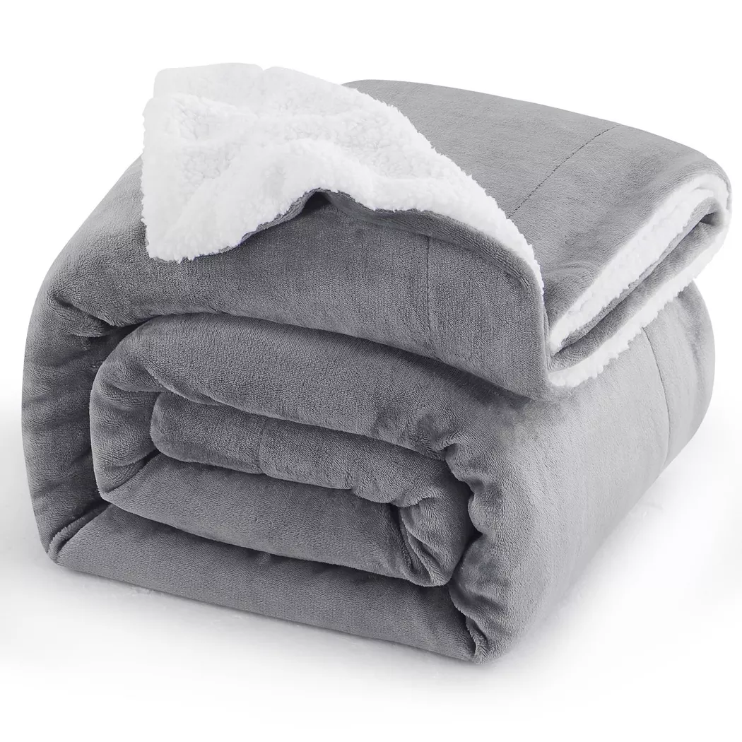 Alopini - Dicke Kuscheldecke Fluffy - Wohndecke aus hochwertigem Sherpa-Fleece, Soft Soft Blanket, Dicke Kuscheldecke Fluffy Sherpa Fleece, ONESIZE, Grau