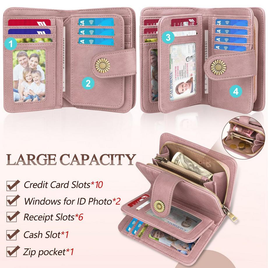 Only-bags.store Portafoglio Vintage in Pelle PU Grande Capacità  