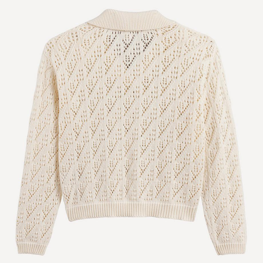 La Redoute Collections  Pull col polo en fine maille ajourée 