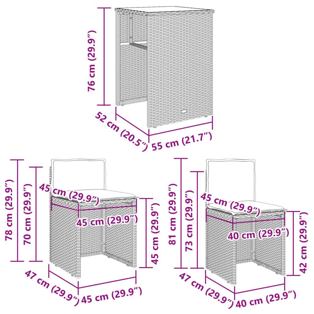 VidaXL set da bistrò Polirattan  