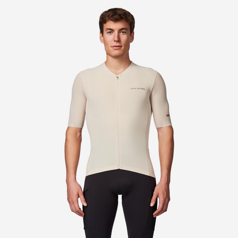 VAN RYSEL  Maillot manches courtes de vélo route longue distance unisexe, EDR ULTRA beige 
