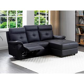 Vente-unique Eckrelaxsofa - Ecke rechts - Leder - Schwarz - VINETA  