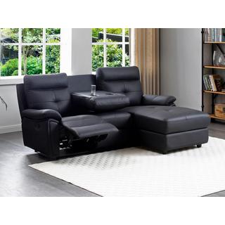 Vente-unique Eckrelaxsofa - Ecke rechts - Leder - Schwarz - VINETA  