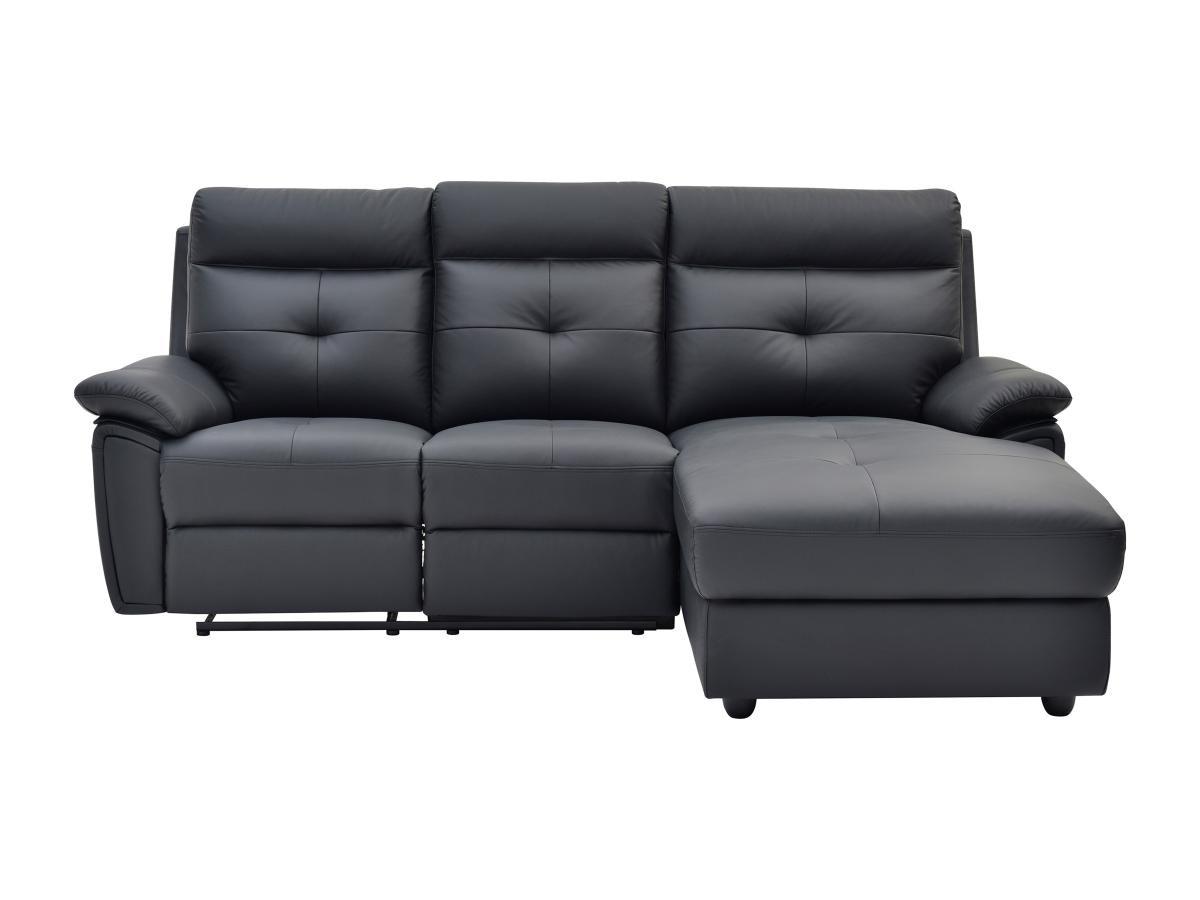 Vente-unique Eckrelaxsofa - Ecke rechts - Leder - Schwarz - VINETA  