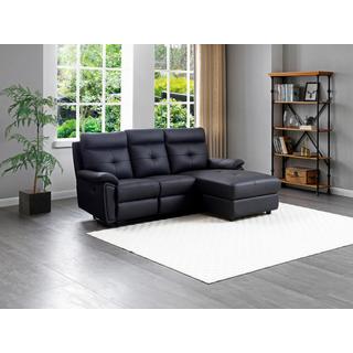 Vente-unique Eckrelaxsofa - Ecke rechts - Leder - Schwarz - VINETA  