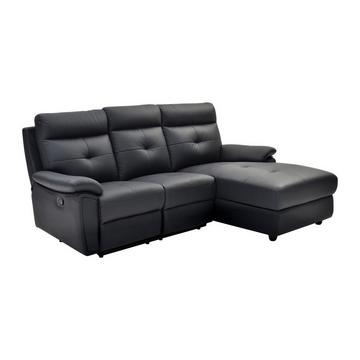 Eckrelaxsofa - Ecke rechts - Leder - Schwarz - VINETA