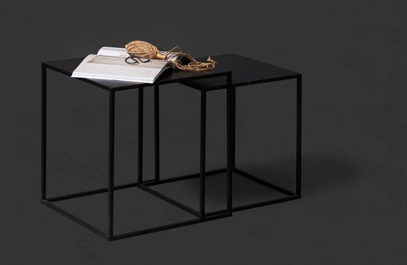 mutoni Table d'appoint Ziva métal noir (Ensemble de 2)  