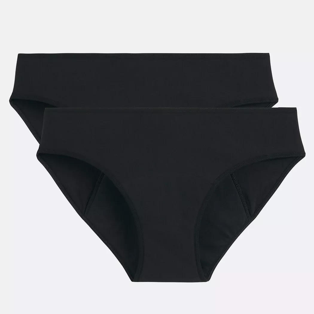 La Redoute Collections - 2er-Pack Menstruationsslips, für Damen, Schwarz, Größe 46