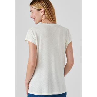 Damart  Tee-shirt mélange lin et viscose, col V avec galon croquet, manches T. 