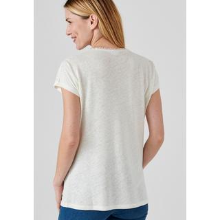 Damart  Tee-shirt mélange lin et viscose, col V avec galon croquet, manches T. 