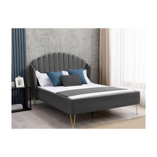 Vente-unique Letto con testata letto ondulata Velluto Grigio SAGALI  