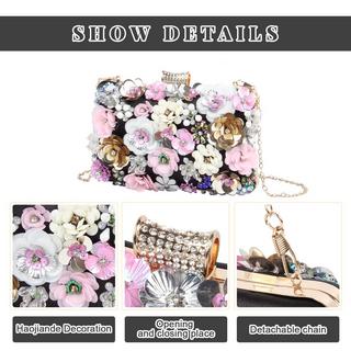Only-bags.store Blumen Kupplung Abendtasche mit bunten Blumen Metall Strass  