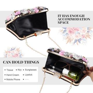 Only-bags.store Blume Kupplung Abendtaschen mit bunten Blumen Metall Strass Abend Kupplung Blume Kupplung Abendtaschen mit bunten Blumen Metall Strass Abend Kupplung 