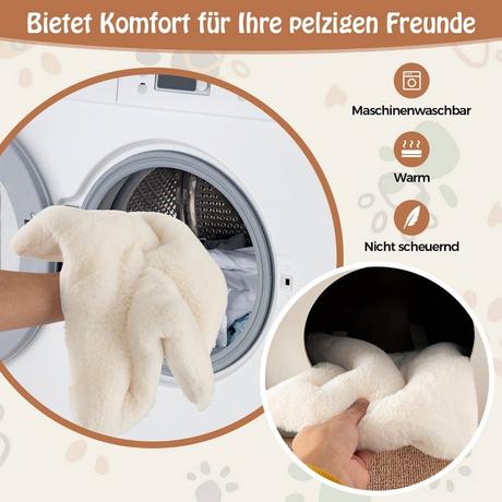 Northix  Cuccia per gatti 3 in 1, tiragraffi e tavolino, cuccia per gatti con tappetino tiragraffi rimovibile e palla marrone 