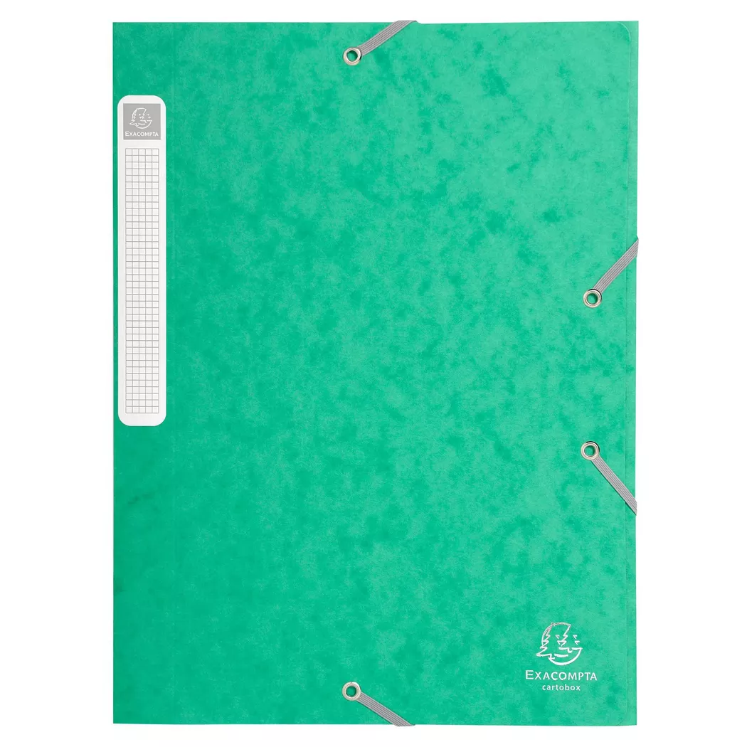 Exacompta - Archivbox Cartobox, flach geliefert, Rücken 25mm aus Colorspan-Karton, mit 3 Klappen und Gummizug, 25x33cm für DIN A4 - x 25, A4, Grün