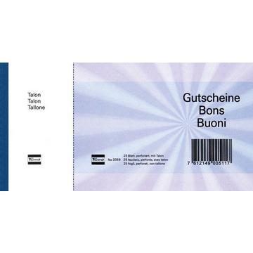 FAVORIT Geschenk-Gutscheine D/F/I 2059blau blau,20.5x10.5cm,Block à 25Bl.