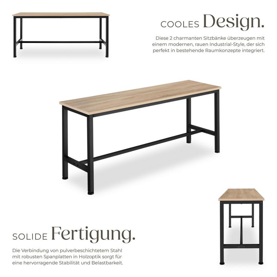 Tectake Ensemble de 2 bancs FAIRFIELD style industriel  