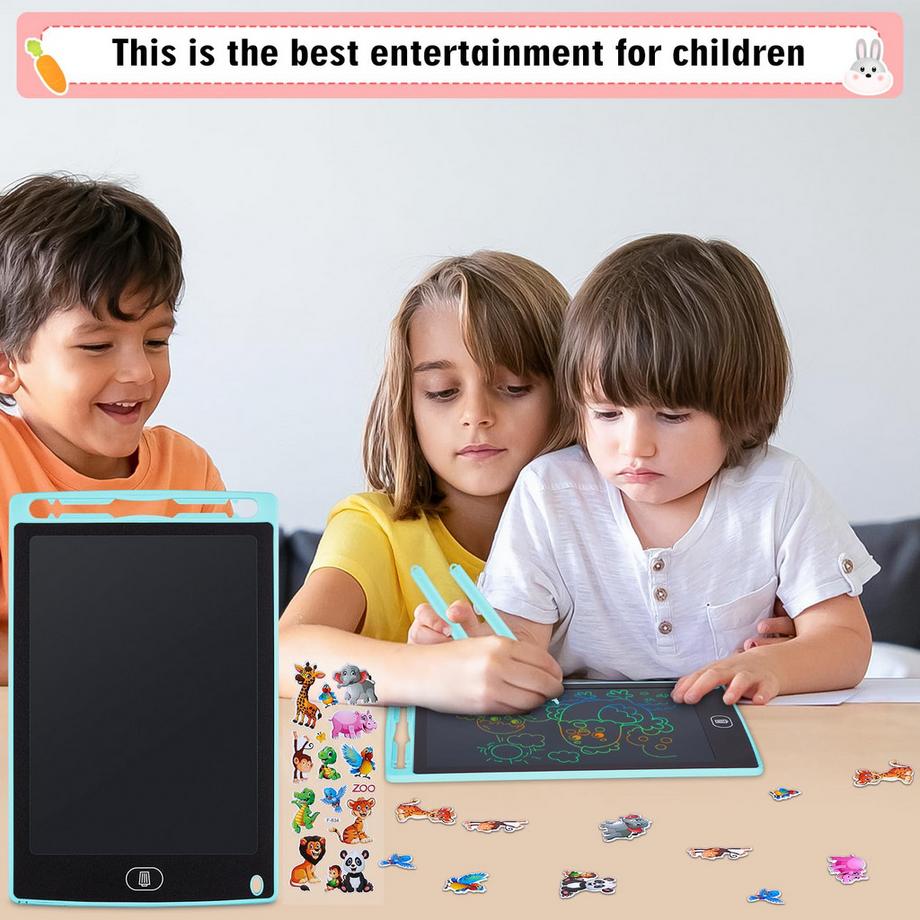 Activity-board  LCD-Schreibtablett Kinder 2er Pack, LCD-Zaubertablett mit Tieraufklebern, wiederverwendbares Zeichentablett für Kinder und Erwachsene 
