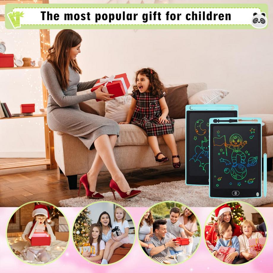 Activity-board  LCD-Schreibtablett Kinder 2er Pack, LCD-Zaubertablett mit Tieraufklebern, wiederverwendbares Zeichentablett für Kinder und Erwachsene 