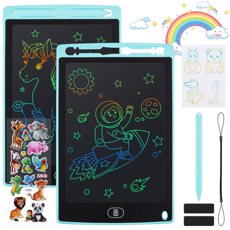 Activity-board  LCD-Schreibtablett Kinder 2er Pack, LCD-Zaubertablett mit Tieraufklebern, wiederverwendbares Zeichentablett für Kinder und Erwachsene 