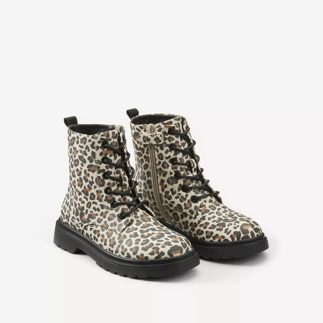 La Redoute Collections - Schnürstiefeletten, Leopard Print Schnürstiefeletten, 29, Schwarz