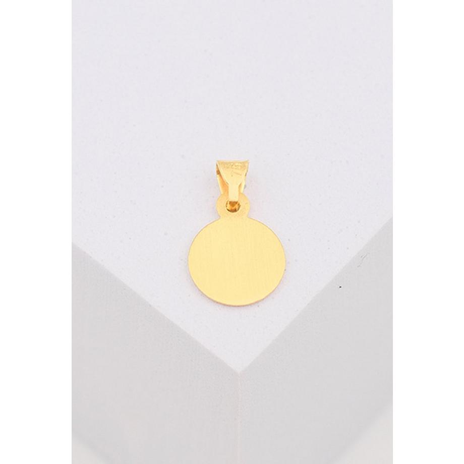MUAU Schmuck  Anhänger Medaille Engel Gelbgold 750, 8mm 